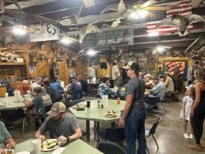 The dining hall during dinner — family-style